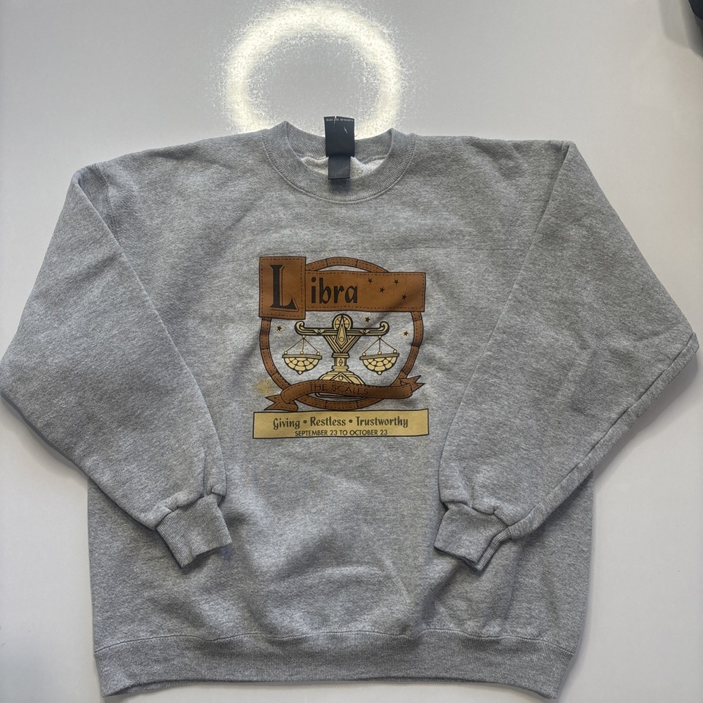 Vintage Libra Zodiac Sweatshirt Unisex Celestial Sweater JCPenny USA whimsical L